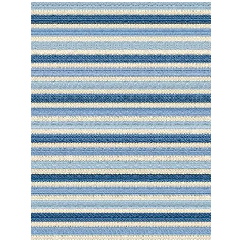 Tapis kilim rayé nuances bleu et blanc