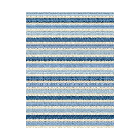 Tapis kilim rayé nuances bleu et blanc