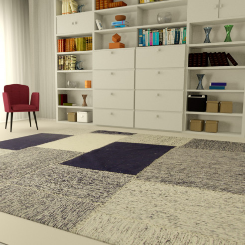 TAPIS PATCHWORK  BLEU