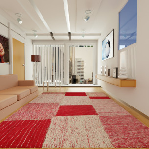 TAPIS PATCHWORK  ROUGE