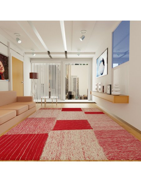 TAPIS PATCHWORK  ROUGE