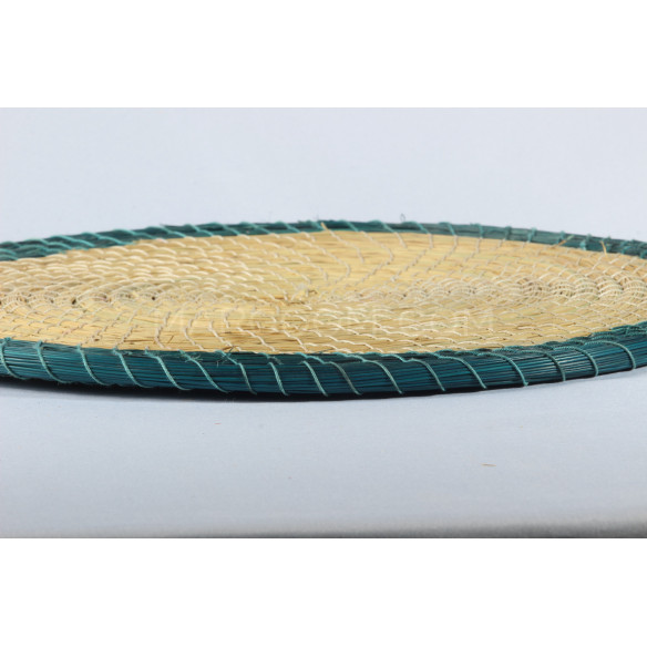 Set de table en fibre végétale couleur naturelle avec bande coloré