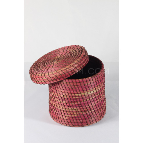 Boite Rangement rose en fibre végétal