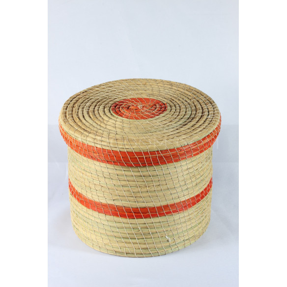 Orange stripe storage box in vegetable fiber