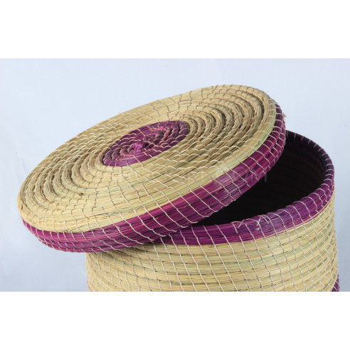 Boite Rangement bande violet en fibre végétal