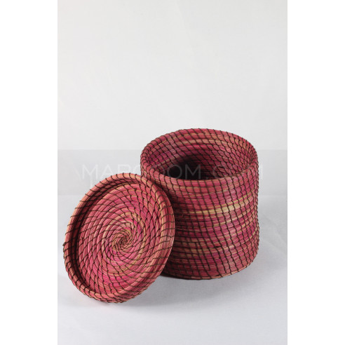 Boite Rangement rose en fibre végétal