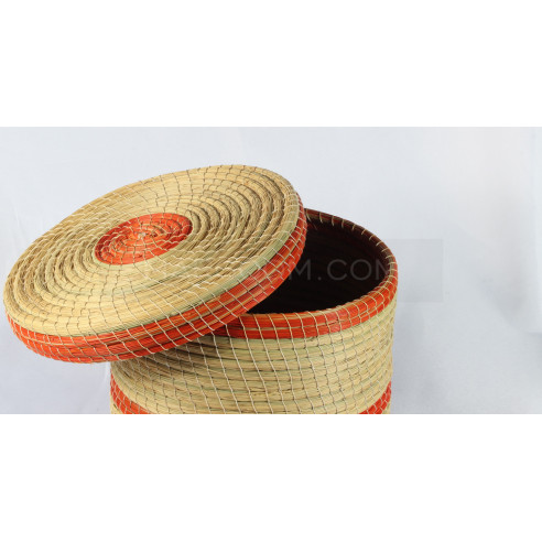 Boite Rangement bande orange en fibre végétal