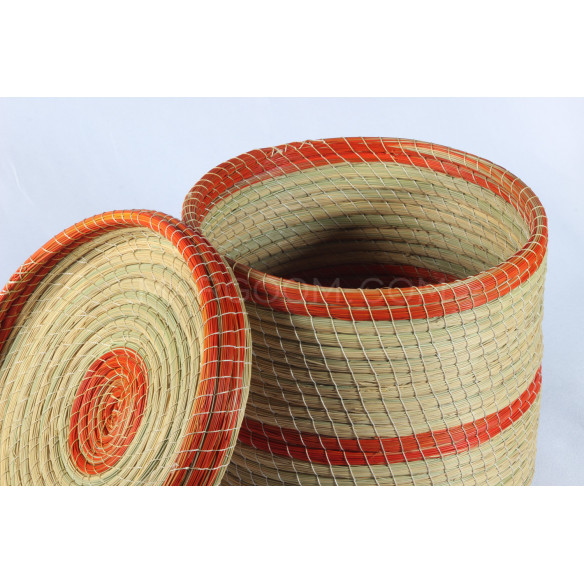 Boite Rangement bande orange en fibre végétal
