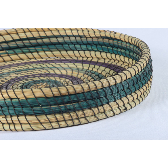 Plateau en fibre de végétale multi bandes couleurs