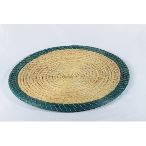 Set de table en fibre végétale couleur naturelle avec bande coloré