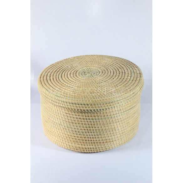 Boite rond en fibre végétal tissé a la main