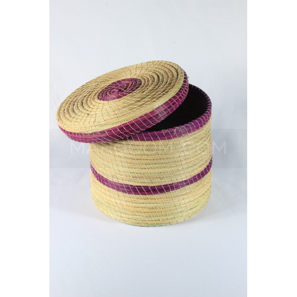 Purple stripe storage box in vegetable fiber