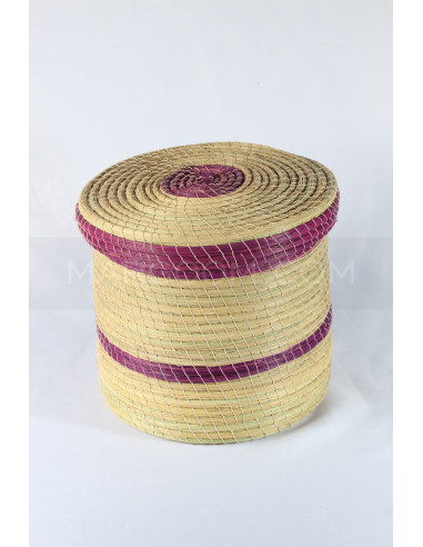 Boite Rangement bande violet en fibre végétal