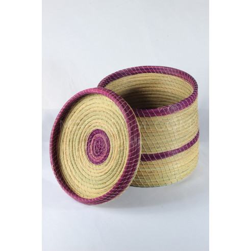 Purple stripe storage box in vegetable fiber