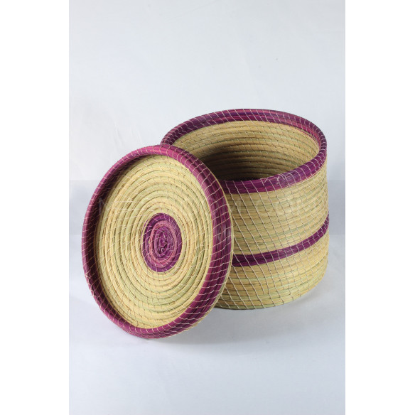 Purple stripe storage box in vegetable fiber
