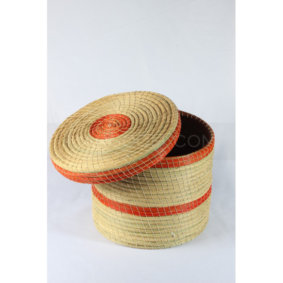 Orange stripe storage box in vegetable fiber