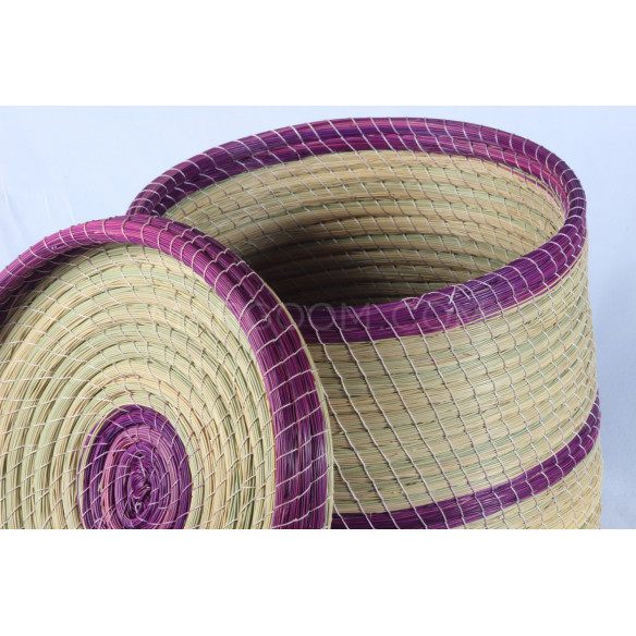 Boite Rangement bande violet en fibre végétal