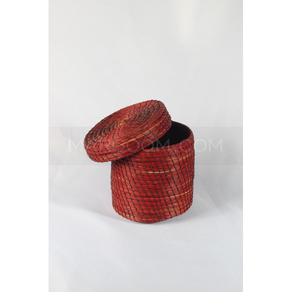 Red storage box in vegetable fiber