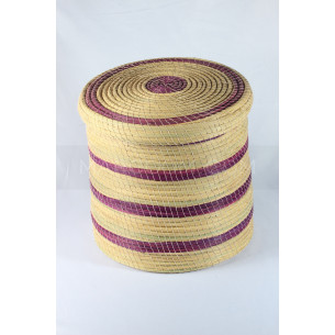 Storage box colored in purple in vegetable fiber