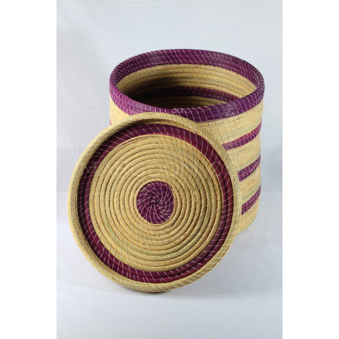 Boite Rangement colorée en violet en fibre végétal