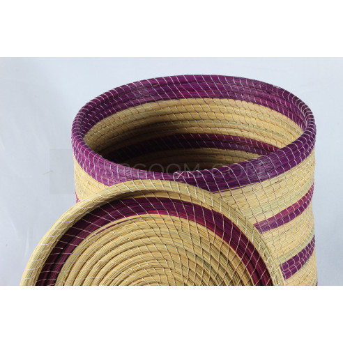 Boite Rangement colorée en violet en fibre végétal