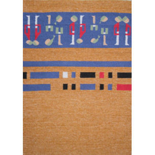 Tapis Kilim Beige Motif Artisanal