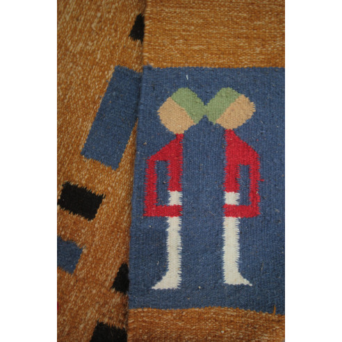 Tapis Kilim Beige Motif Artisanal