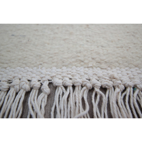 White Kilim Style Rug Black and Yellow Pattern