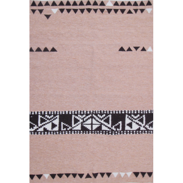 Tapis kilim beige motif Noir Blanc
