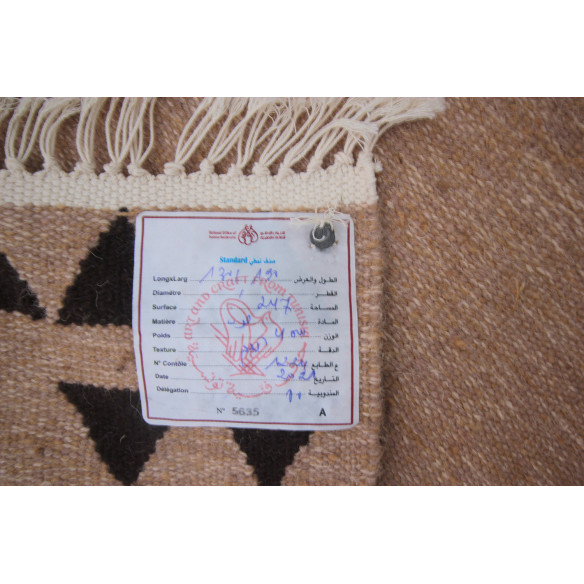 Beige kilim rug with Black White pattern