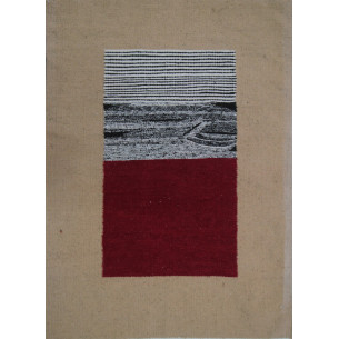 Black and white speckled beige kilim rug