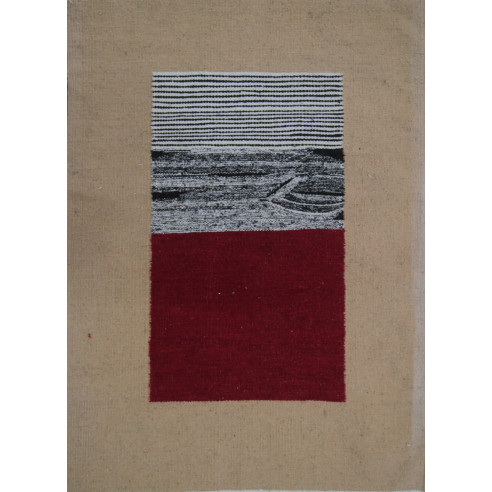 Tapis kilim Beige moucheté Noir et Blanc