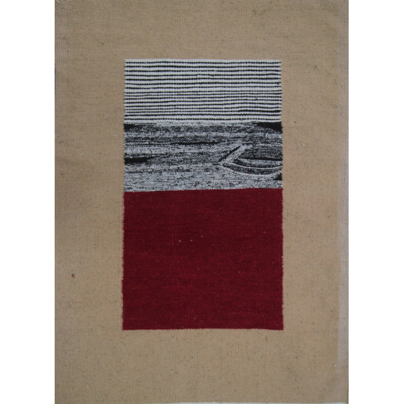 Tapis kilim Beige moucheté Noir et Blanc