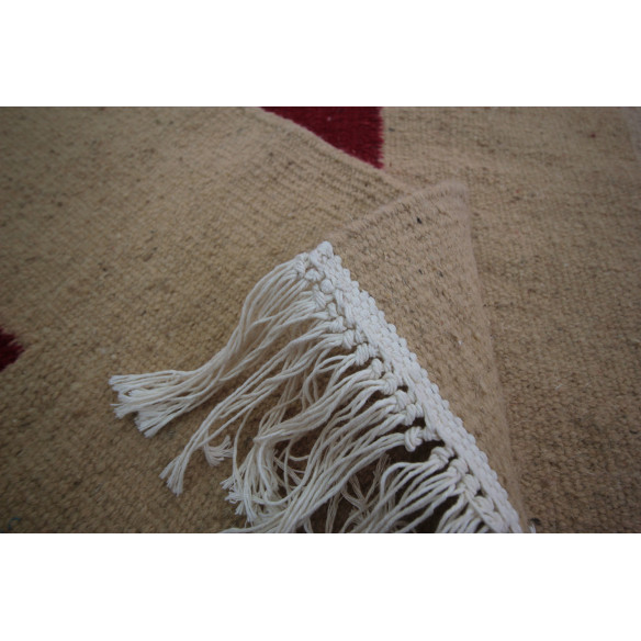 Black and white speckled beige kilim rug