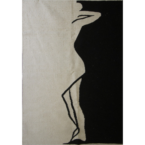 Black and White Art Deco Style Kilim Rug