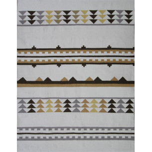 White kilim rug with colorful triangle pattern