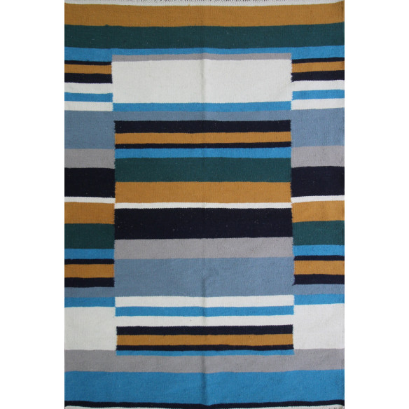 Handmade modern kilim wool rug 206 x 140 cm