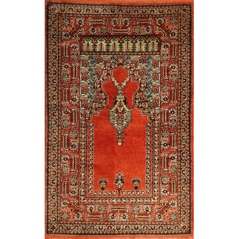 Rectangular Decorative Table In Silk Oriental Pattern Red
