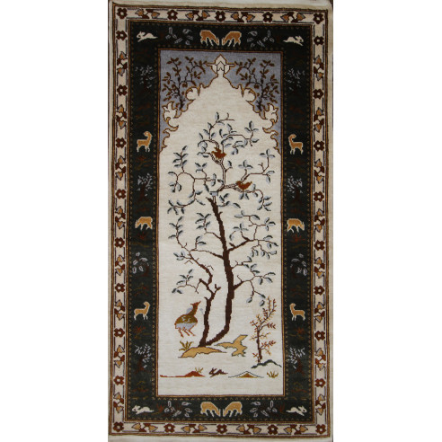 Tableau persan authentique en Soie 100 cm x 52 cm