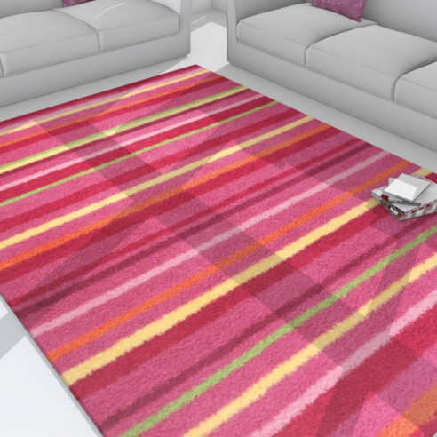 Tapis kilim rayé nuance roses