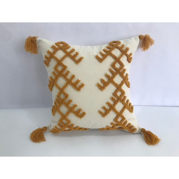 Coussin Brodé en Jaune Moutarde 40*40 Cm