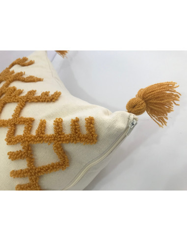 Coussin Brodé en Jaune Moutarde 40*40 Cm