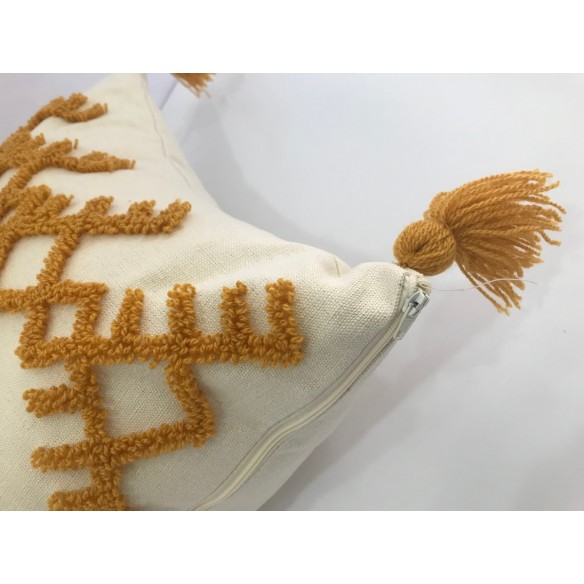 Coussin Brodé en Jaune Moutarde 40*40 Cm