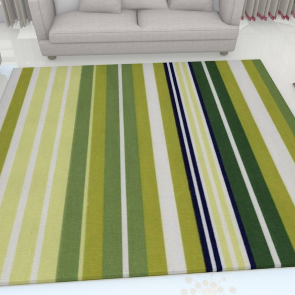Tapis kilim rayé de couleur vert
