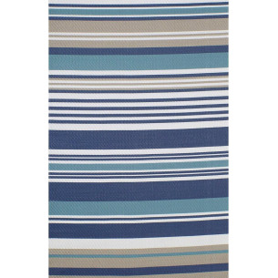 Tapis kilim rayé mélange de  bleu tricolore