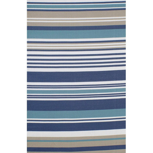 Tapis kilim rayé mélange de  bleu tricolore