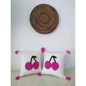 Coussin Décoratif Motif Cerise 40*40 Cm