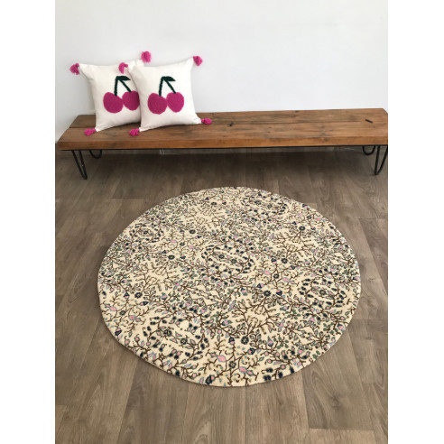 Fine Round Rosy Knotted Rug 30*30