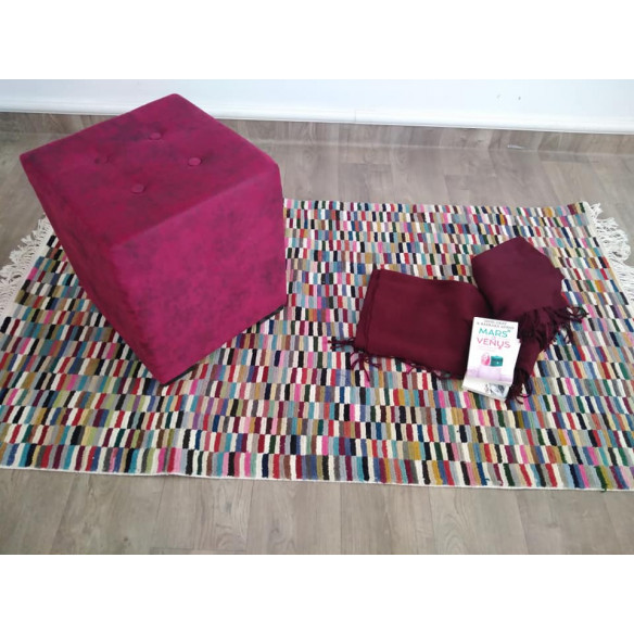 Pouf Carré Assis Capitonné