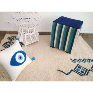 Kilim-style cube pouf